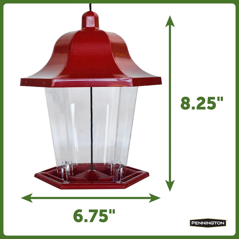 Pennington Songbird Lantern Bird Feeder, Red, 8 inches high 6 inches Wide at top, (100511311) (Pack of 2) - Image 2